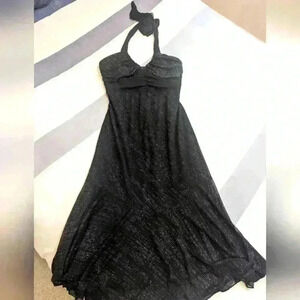 Le Chateau Black Sparkle Halter Dress - size small